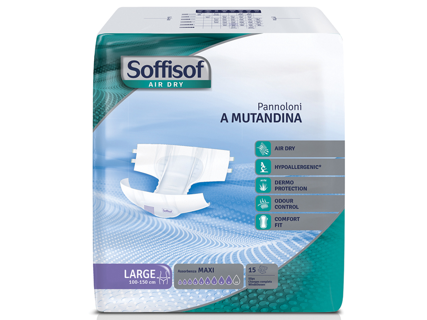 PANNOLONI SOFFISOF AIR DRY - incontinenza forte - large