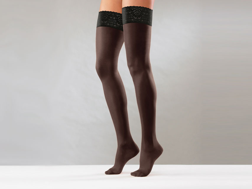 CALZA AUTOREGGENTE - XL - forte compressione - nera