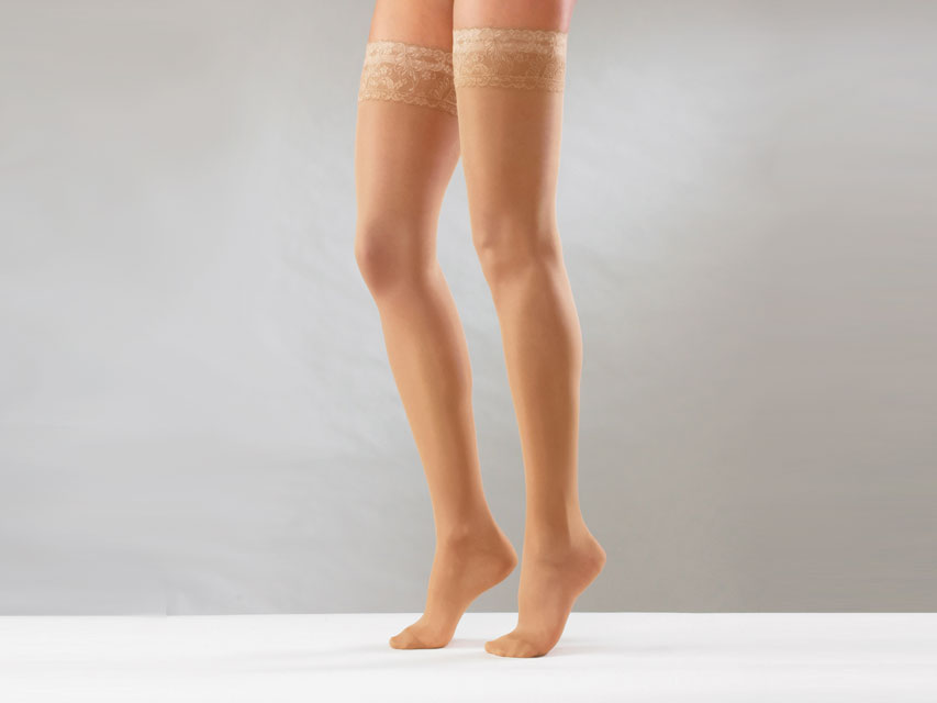 CALZA AUTOREGGENTE - XL - forte compressione - beige