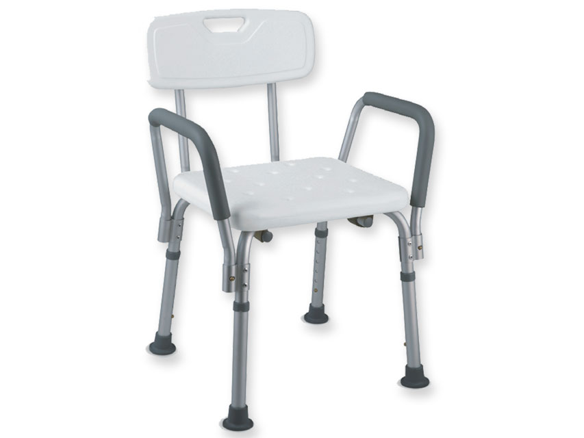 SEDIA DA DOCCIA con schienale e braccioli - portata 100 kg