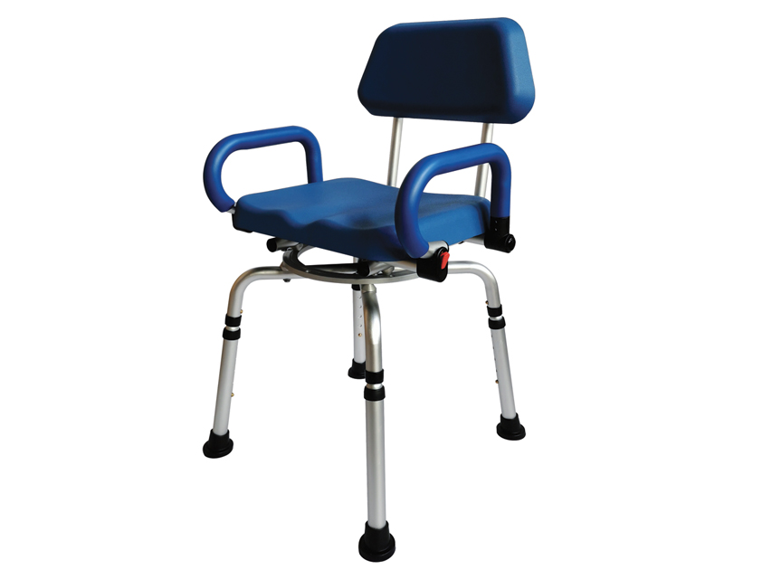 SEDIA DA DOCCIA GIREVOLE con schienale e seduta in PU - portata 136 kg