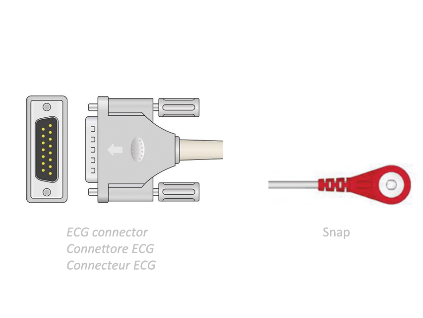 CAVO PAZIENTE ECG 2,2 m - snap - compatibile Bionet, Spengler, altri