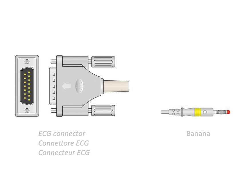 [54004] CAVO PAZIENTE ECG 2,2 m - banana - compatibile Camina, Colson, ST, altri