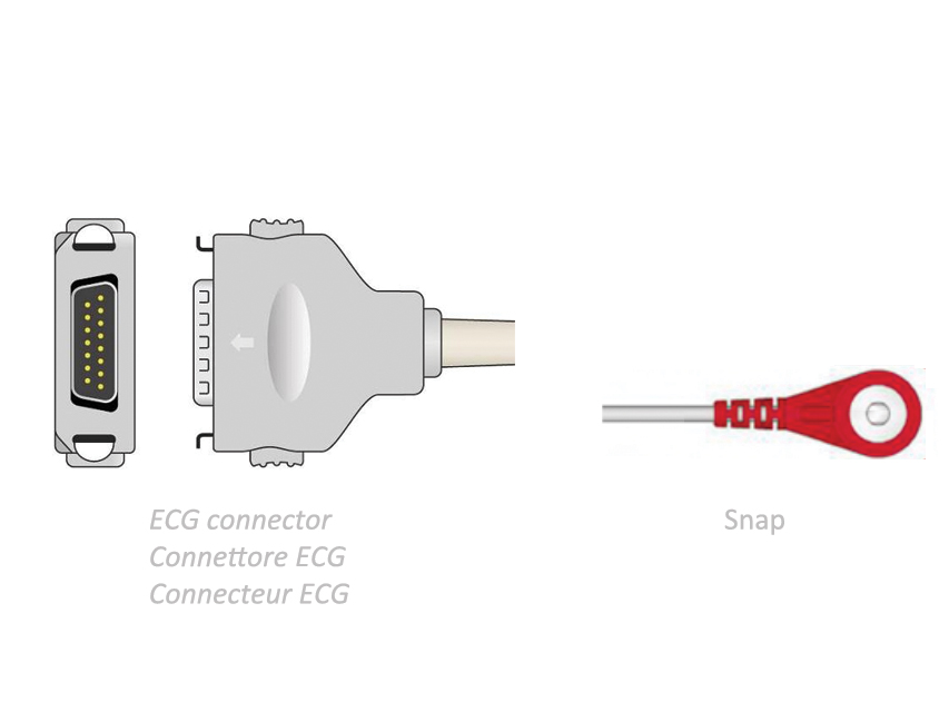 [54009] CAVO PAZIENTE ECG 2,2 m - snap - compatibile Fukuda Denshi