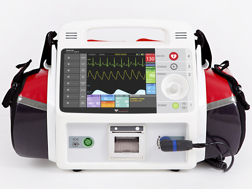 DEFIBRILLATORE RESCUE LIFE 9 con temp, SpO2, NIBP, Pacemaker - inglese