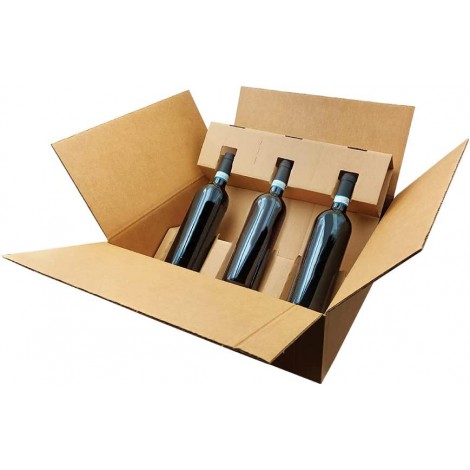[BS0380] Scatola per bottiglie RICICLABILE, 3 bottiglie 0,7...