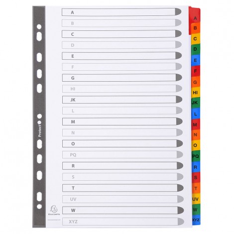 [EX0059] Intercalari plastificati, 20 tasti A-Z
