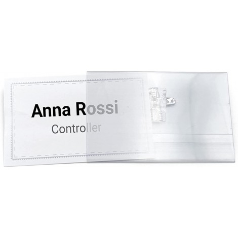 Porta badge semirigido, con clip