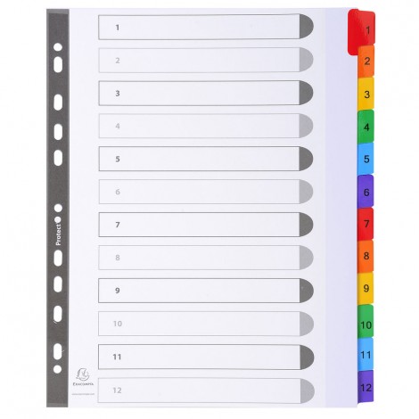 [EX0060] Intercalari plastificati 12 tasti 1-12, col. assor...