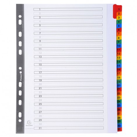 [EX0061] Intercalari plastificati 31 tasti 31-1, col. assor...