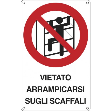 Cartello "Vietato arrampicarsi sugli scaffali"