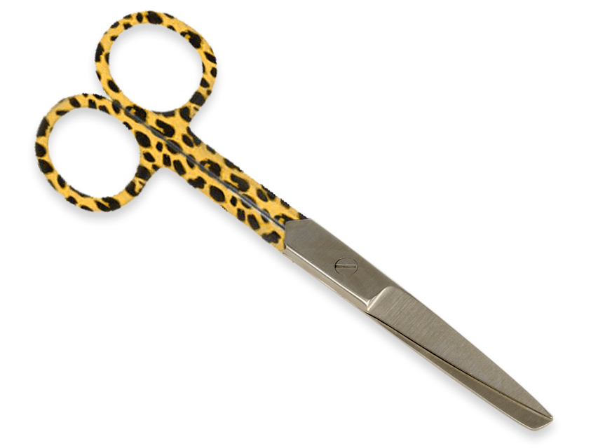 [20531] FORBICI RETTE PUNTE ALTERNE - fantasia leopardo - 14 cm