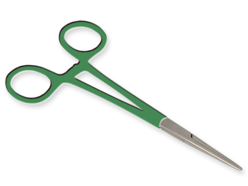 [20541] PINZA EMOSTATICA RETTA - anelli verdi - 16 cm
