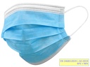 GISAFE MASCHERINA CHIRURGICA FILTRANTE 98% 3 VELI tipo IIR con elastici - adulti - azzurra - flowpack
