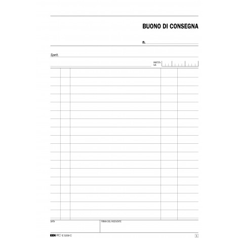 Blocco buono di consegna