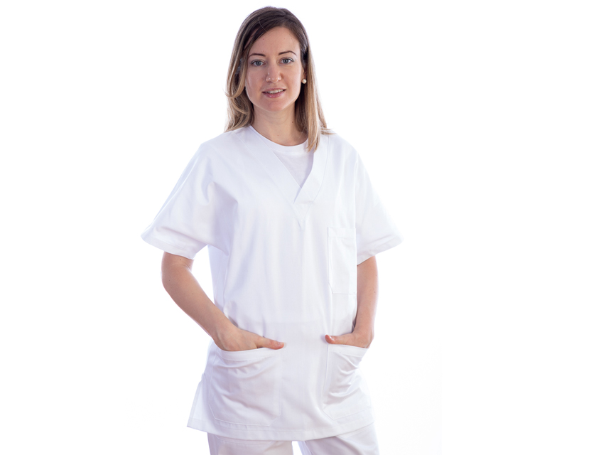 [21432] CASACCA - cotone/poliestere - unisex - taglia S bianca