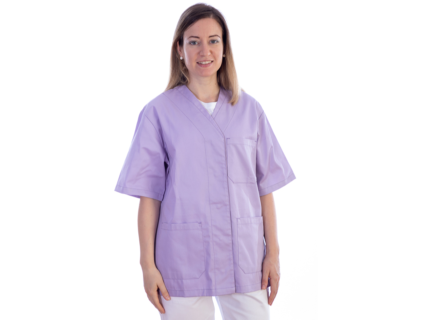 CASACCA CON AUTOMATICI - cotone/pol. - donna S viola
