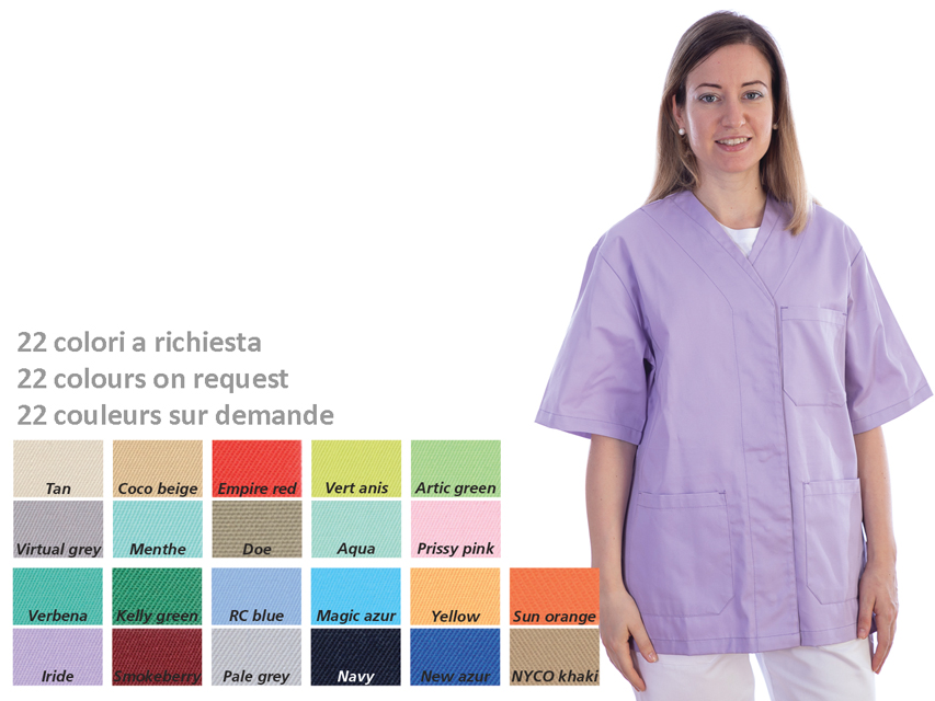 [21594] CASACCA CON AUTOMATICI - cotone/pol. - donna L colore a richiesta