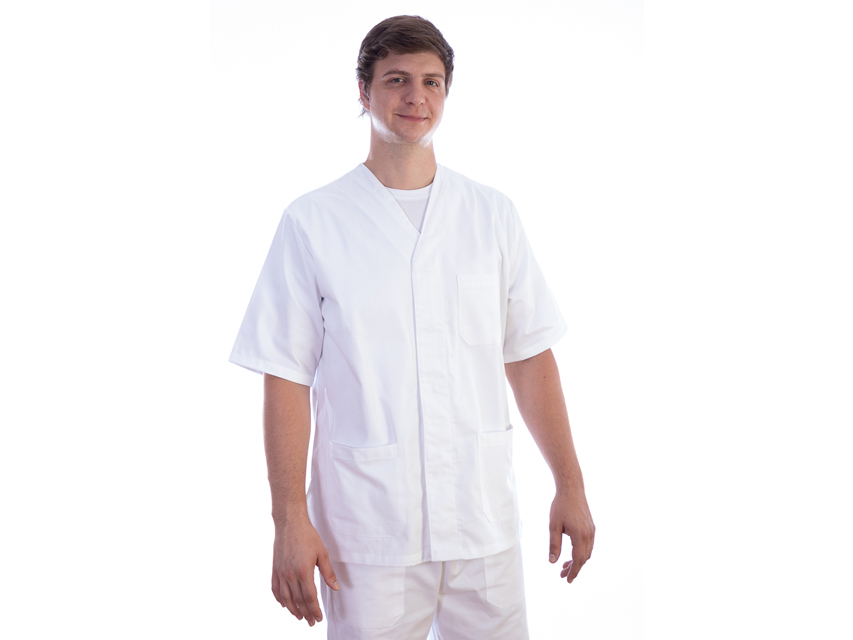 [21604] CASACCA CON AUTOMATICI - cotone/pol. - unisex L bianca