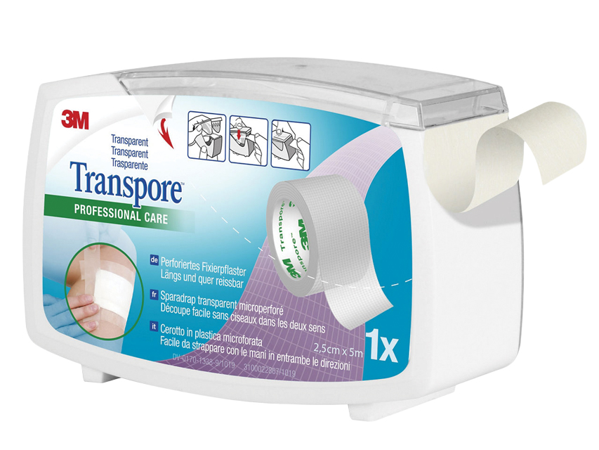 TRANSPORE 3M - 2,5cmx5m - bianco con dispenser - 1527NP-1SD