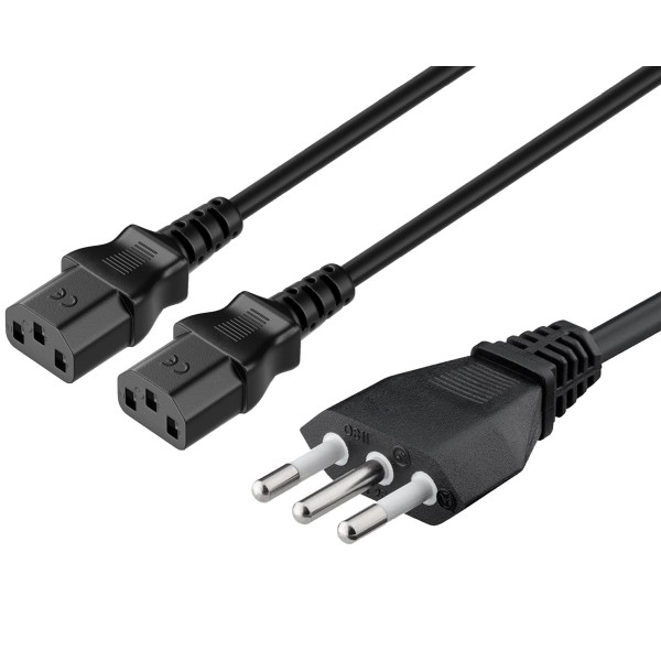 [ICOC_01-NC_Y] Cavo alimentazione 2 C13 (F) a italiana 1,8 mt nero