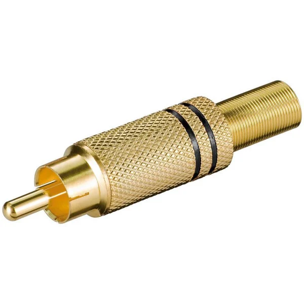 [IADAP_RCA-MB] Connettore Audio RCA Maschio Dorato, Nero