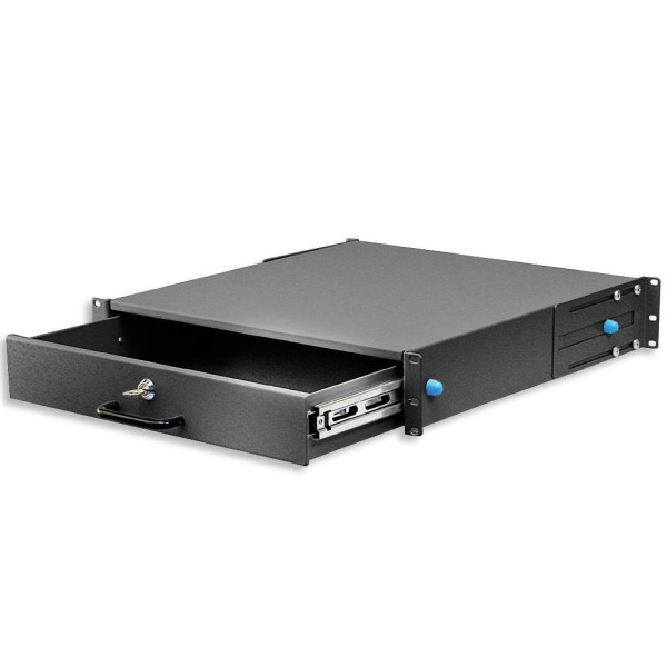 Cassetto Porta Tastiera 2U per Armadi Rack 19'' con Serratura Nero