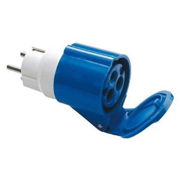 Adattatore industriale da S31 a 1 presa CEE blu