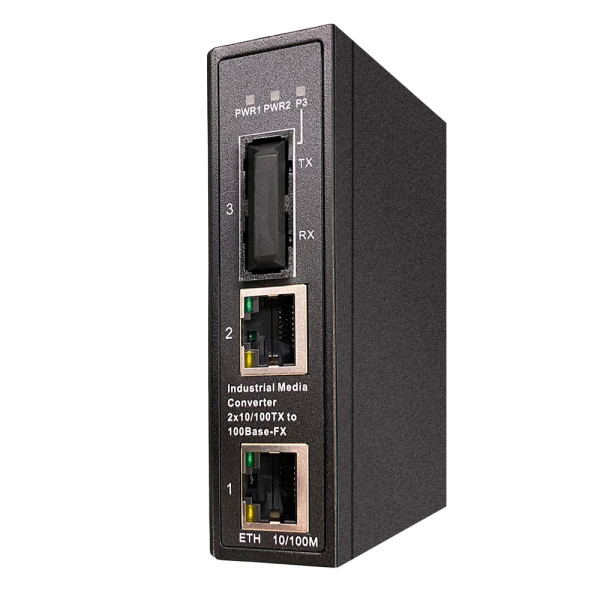 [I-SWHUB_IND-143] Convertitore Industriale Fast Ethernet a fibra ottica su guida DIN
