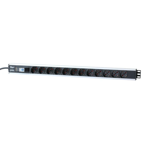 [I-CASE_STRIP-12A] Multipresa Verticale 12 Posti da Rack 19'' con Magnetotermico Spina Italiana