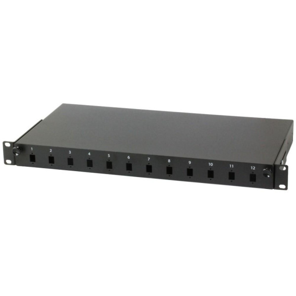 [I-CASE_FO-12SCS] Cassetto Rack 19'' Fibra Ottica 12 porte LC Duplex/SC Simplex Nero