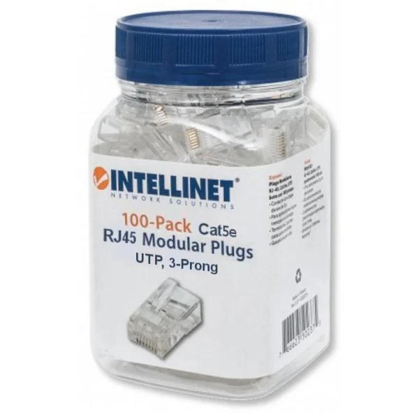 Confezione 100 Plug RJ45 per Cavo Rigido Cat.5e UTP