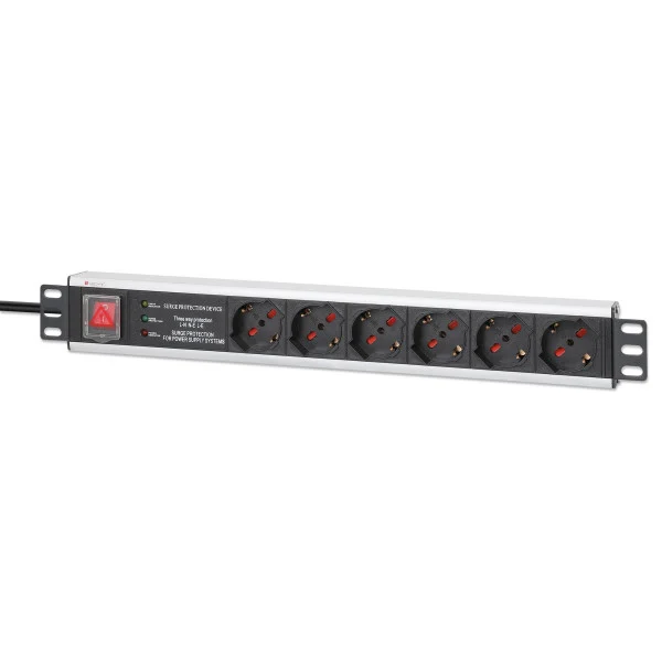 Multipresa 6 Posti Rack 19'' con Protezione e Interruttore Spina Italiana 1,5U