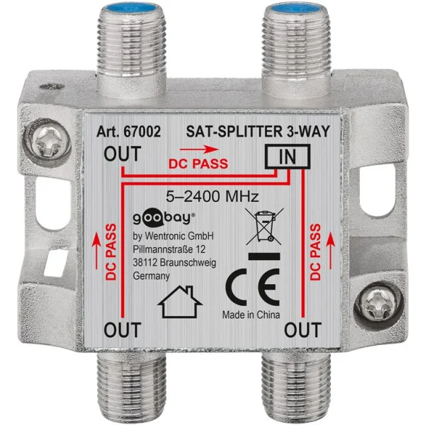 Splitter 3 vie per satellite 100 db, 1750 Mhz