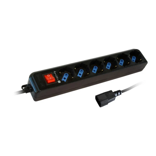 [IUPS-PCP-6V] Multipresa 6 Posti Italiana Bipasso con Spina VDE Nero