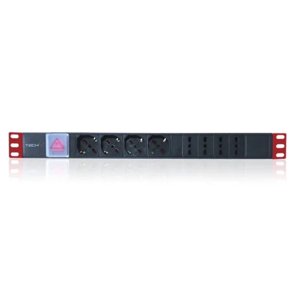 [I-CASE_STRIP-44] Multipresa 8 Posizioni da Rack 19'' con Interruttore Spina Italiana 1U