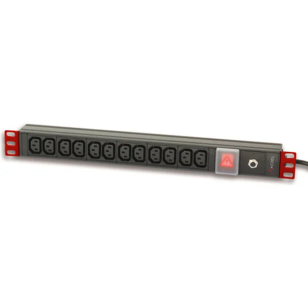 [I-CASE_STRIP-12VDE] Multipresa 12 Posti VDE da Rack 19'' con Interruttore Spina Italiana 1U