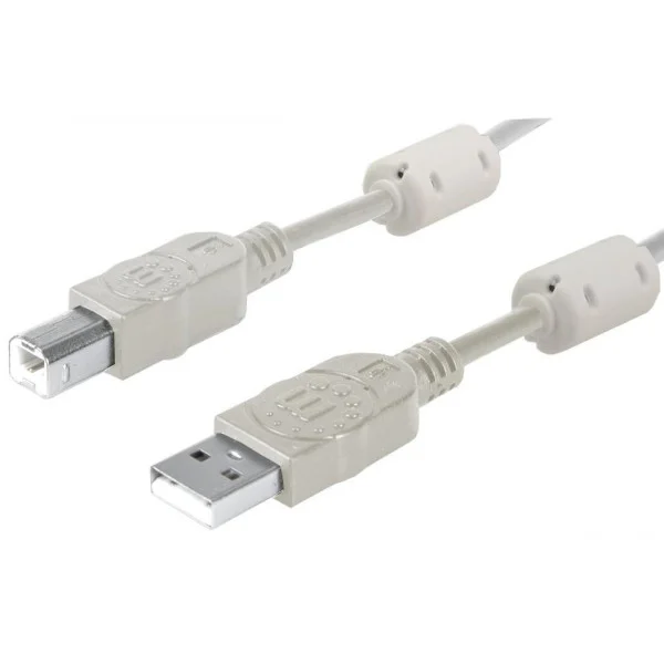 [ICOC_U-AB-18-U2-FER] Cavo USB 2.0 A M / B M 1.8m con Ferrite Doppia Schermatura Grigio