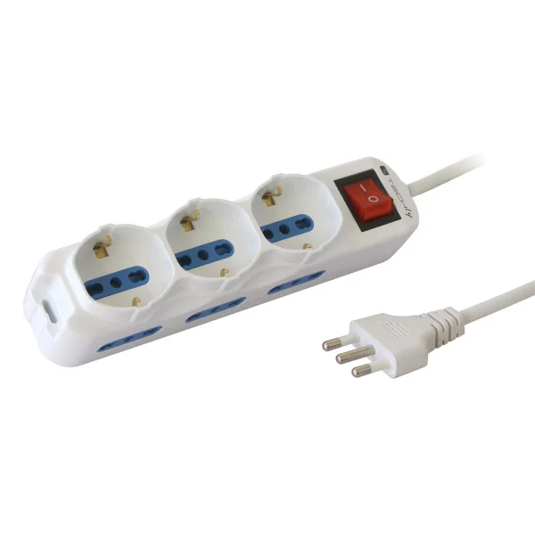 [IUPS-PCP-6I3S] Multipresa 6 Posti Italiana Bipasso / 3 Schuko con Interruttore