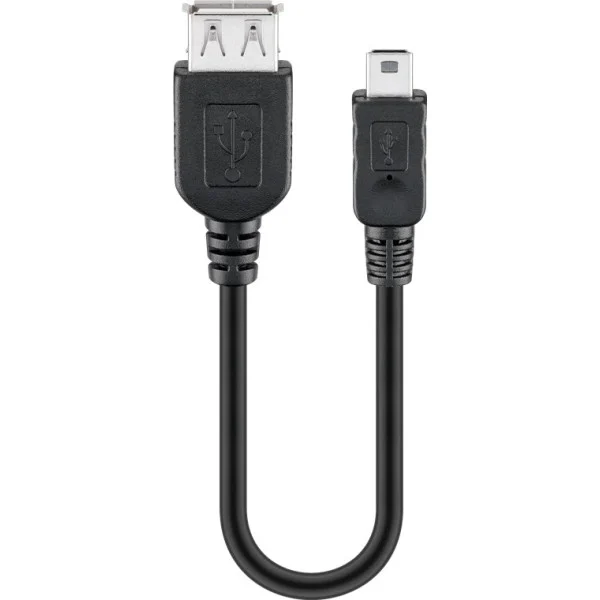 [ICOC_MUSB-AF-002] Cavo USB 2.0 A femmina/mini B 5 pin maschio 0,2 m Nero