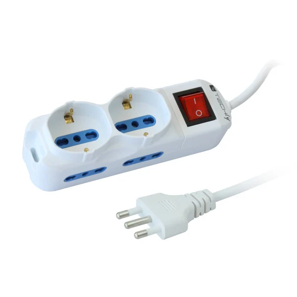 [IUPS-PCP-4I2S-INT] Multipresa 4 Posti Italiana Bipasso / 2 Schuko con Interruttore