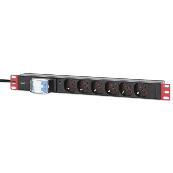 [I-CASE_STRIP-61U] Multipresa 6 Posti da Rack 19'' con Magnetotermico Spina Italiana 1U