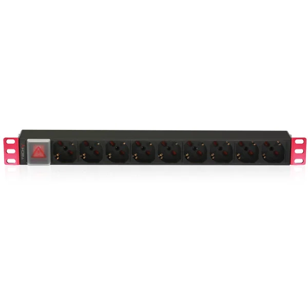 [I-CASE_STRIP-91U] Multipresa 9 Posti da Rack 19'' con Interruttore Spina Italiana 1U