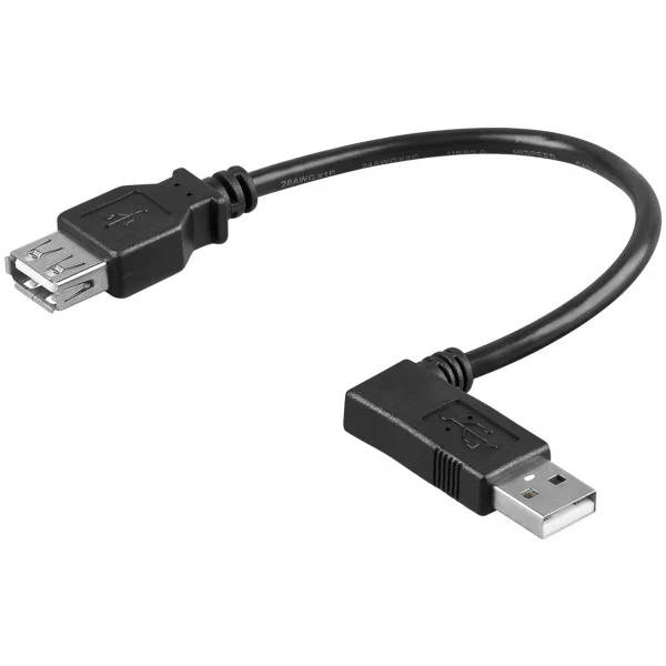 [ICOC_U2-AA-ANL3] Cavo USB 2.0 A maschio angolato/A femmina 0,3 metri