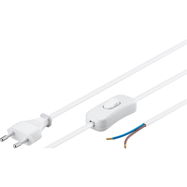 [ICOC_02-NC_SA-WH] Cavo alimentazione spina euro/aperto con interruttore 1,5 mt bianco