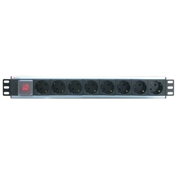 [I-CASE_STRIP-18SH] Multipresa 8 Posti da Rack 19'' con Interruttore Spina Schuko Angolata 1.5U