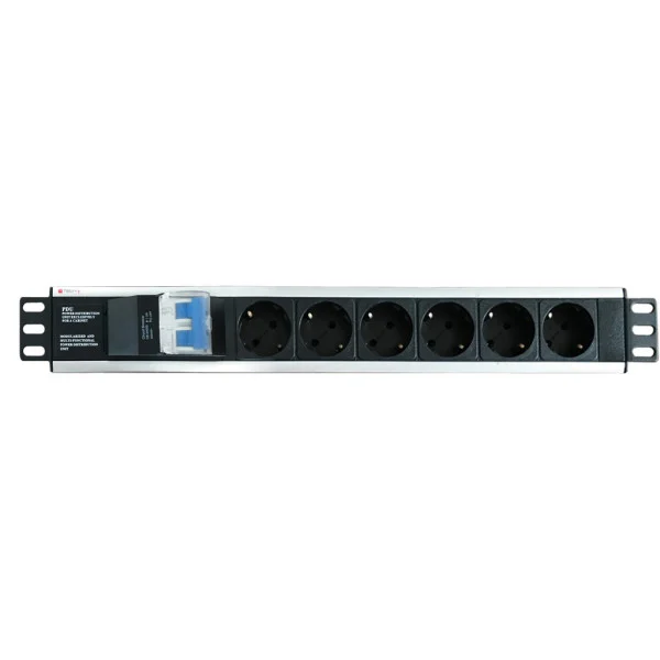 Multipresa 6 Posti da Rack 19'' con Magnetotermico Spina Schuko Angolata 1.5U