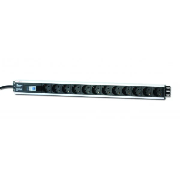 [I-CASE_STRIP-12SH] Multipresa Verticale per Rack 12 Posti Schuko con Magnetotermico Spina Schuko Angolata 1U