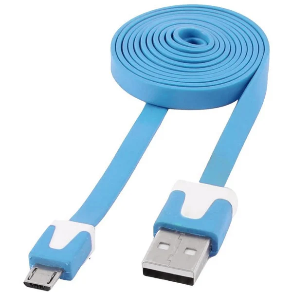 [ICOC_MUSB-A-FLBL] Cavo Flat USB AM a Micro USB M Azzurro 1m