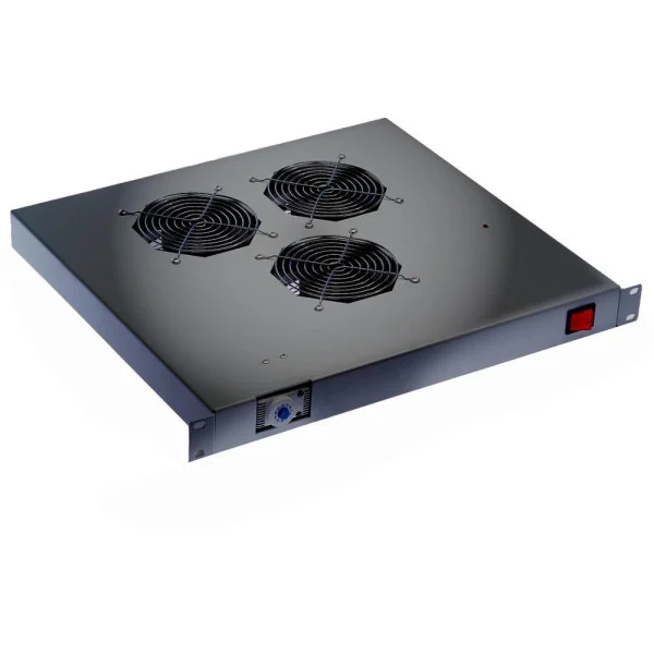 [I-CASE_19-FANBK] Ventole per Rack 19'' 3 Ventole con Termostato Nero